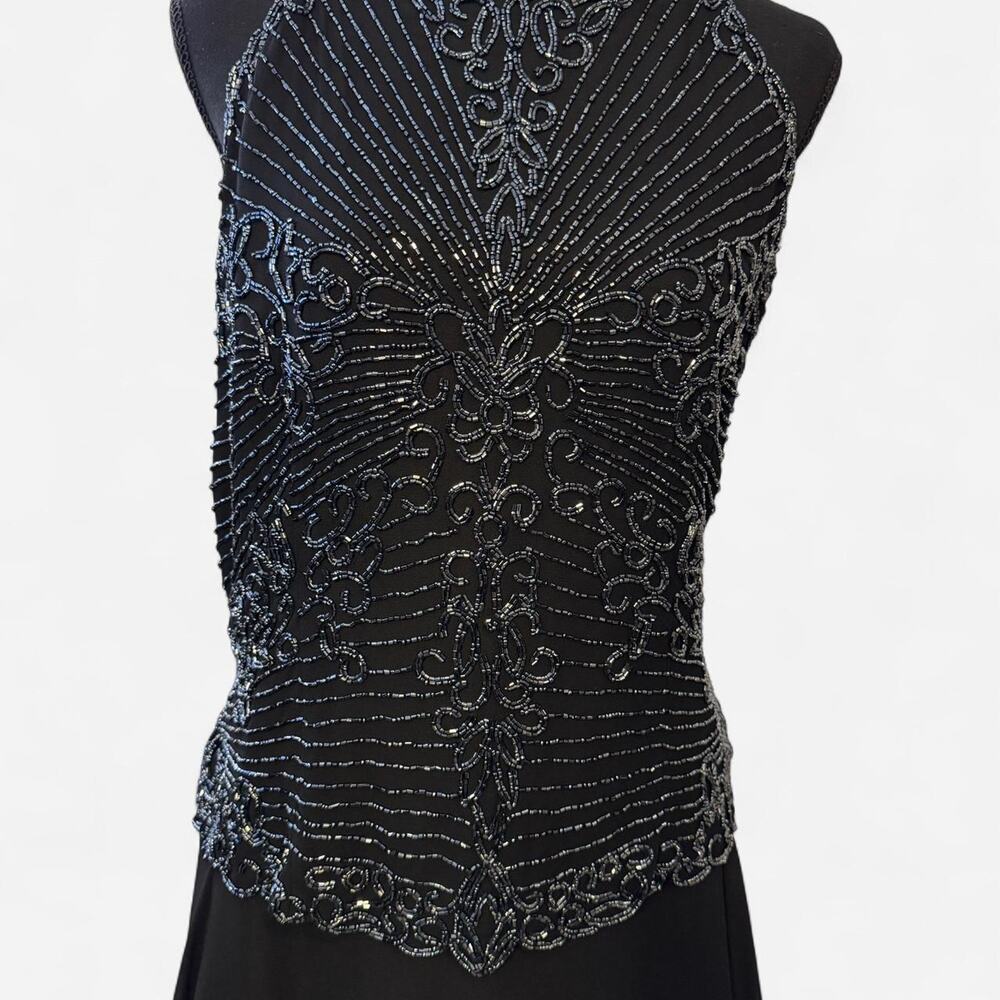Black beaded sequin embellished formal - Picture 3 of 6